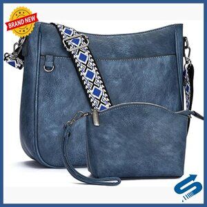 Vegan Leather Crossbody Hobo Bag Set with Adjustable Strap